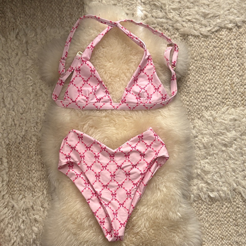 Skatie Pink and Red Coquette Bow Bikini